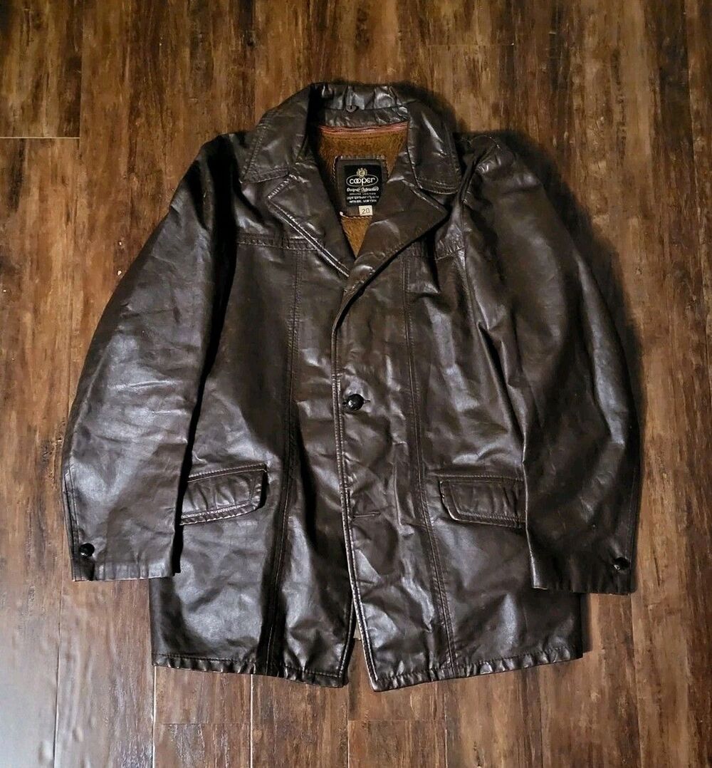 Vtg Cooper Sportswear Genuine Brown Leather Jacket Womens Size 20
